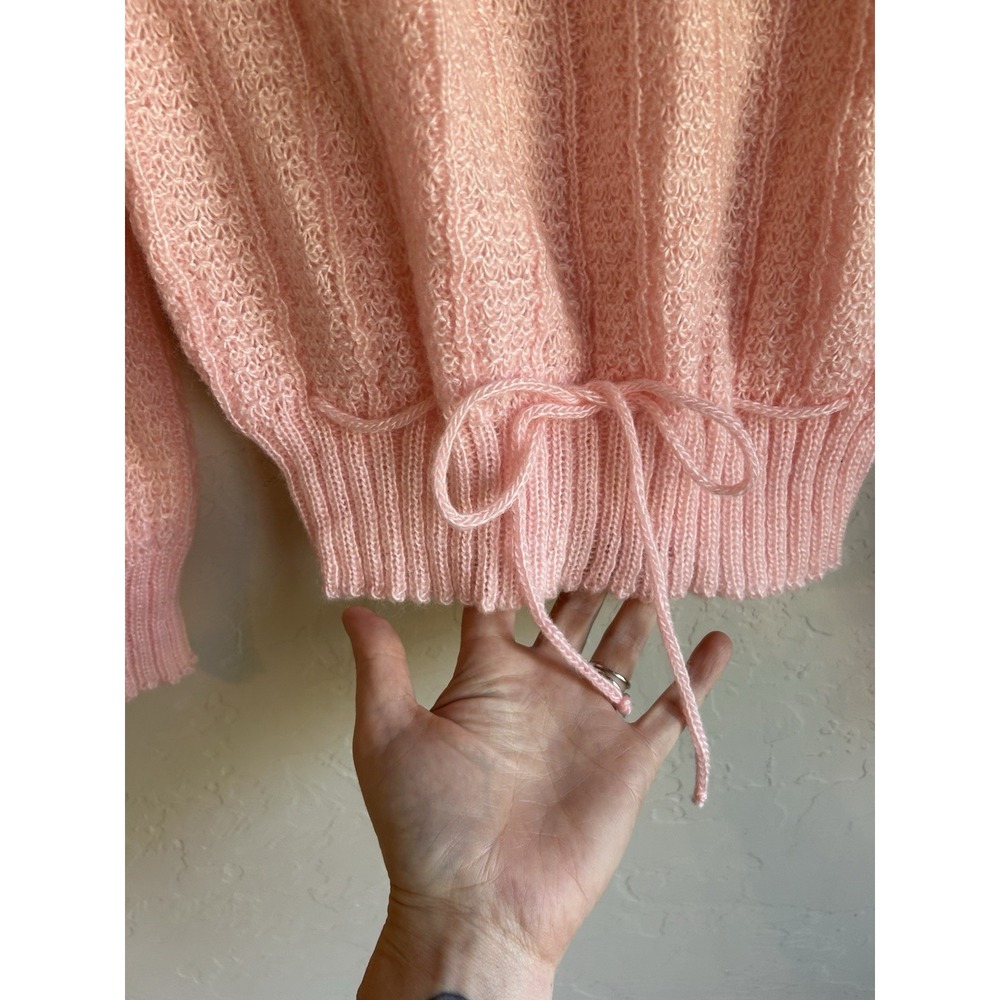 Vintage Mademoiselle Pullover Sweater S Floral 80s Collared Baby Pink S - Picture 3 of 8